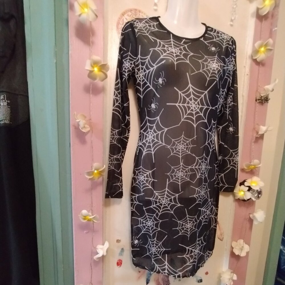 Sheer (S) Long Sleeve Spider Web Mini